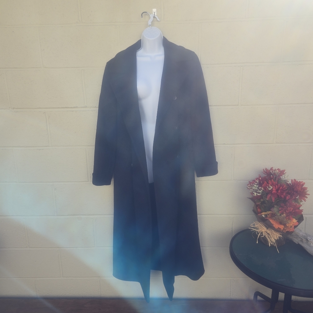 Larry Levine- Black- Maxi- Wool Coat- Size 10 - Picture 2 of 11